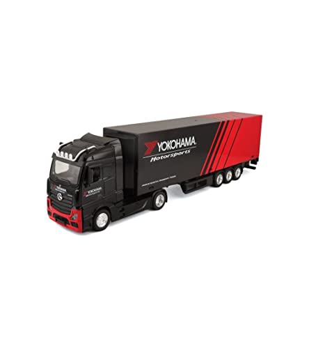 Bburago B18-31460Y HAULERS with Trailer Die-Cast Truck Scale-Collectible Toy Mercedes 1:43 Street FIRE Hauler MIT ANHÄNGER-M-B ACTROS GIGASPACE Yokohama, Verschiedene Designs und Farben