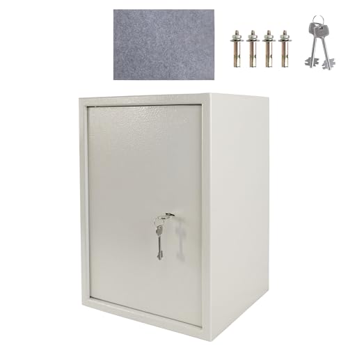 XMTECH Tresor Safe Möbeltresor mit Doppelbartschloss 2 Schlüssel, Safe Geldschrank Boden-Wandtresor Wandsafe inkl.Befestigungsmaterial, XL - 35x50x31cm (W x H x D)