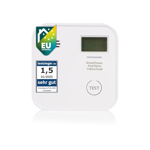 Smartwares CO-Melder - 10-Jahres-Batterie - LED-Bildschirm & Anzeige - Testknopf - FGA-13091