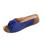 Leichte Sommerschuhe Damen Pantoffeln Slip-On-Sicherheits Flacheschuhe Offene Ehen Pantoletten Breite Füße Strandschuhe Blumendeko Freizeitschuhe Stilvoll und Schön Schlappen Einfarbig Damenschuhe