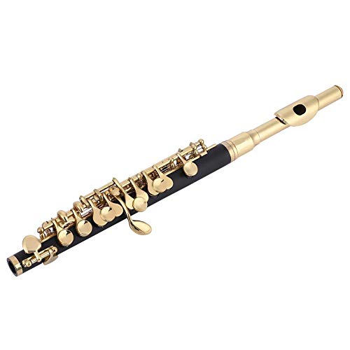 piccolo flöte C-Tonart, Huairdum Piccolo-Set mit gepolsterter Flöte in halber Größe für Kinder und Erwachsene, Anfänger und Musiker(Golden)