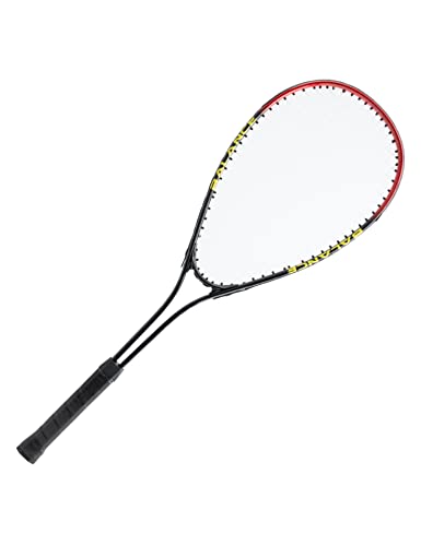 JELEX Power One Squashschläger aus leichtem Aluminium, robust und bruchsicher, mit ergonomischem Griff. Bespannung-Bild: 14 × 19, Gewicht: 220 g. Für Damen und Herren in Dunkelrot und Navy (Dunkelrot)