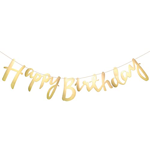 Fingertoys Happy Birthday Banner Gold,5 Meter Glitter/Metallic Happy Birthday Girlande zum Aufhängen für Erwachsene und Kinder Geburtstag Party, Geburtstagsbanner