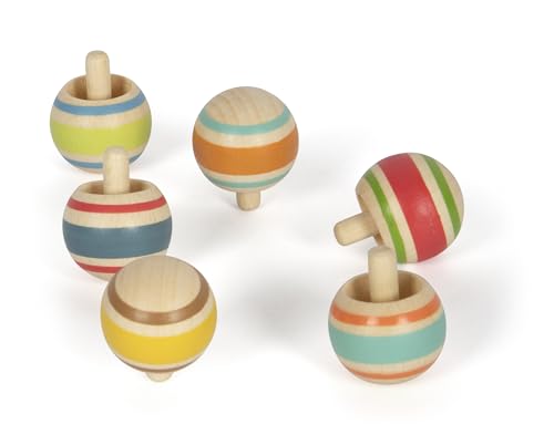 small foot Wendekreisel-Set aus Holz, ideales Mitbringel, 6 Kreisel, Beschäftigung für Kinder ab 3 Jahren, 12606