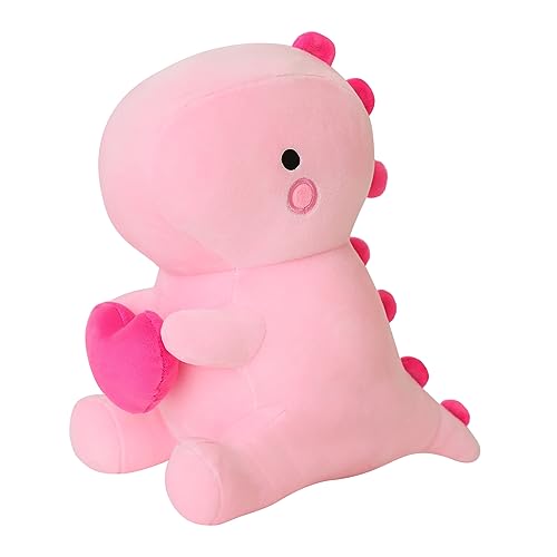 SQEQE Dinosaur Stuffed Animal, Loving Soft Dino Plush Toys with Holding Heart for Valentine Day, Sweet Romantic Anniversary Birthday Gift for Her Girls Boys Girlfriend Pink 30CM