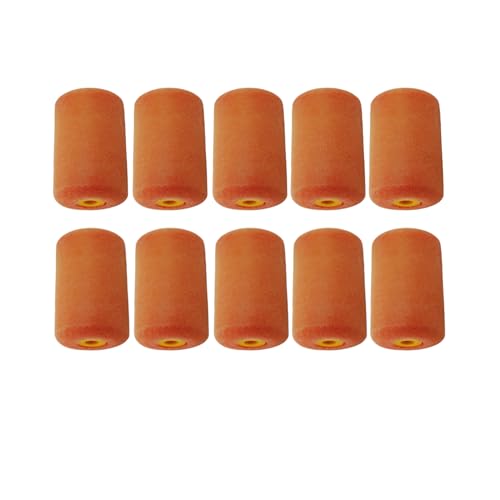 Profesius Flockwalzen, 5 cm, 10 Stück, Superfein, Beidseitig Gerade Endung, für Lackierarbeiten, Orange