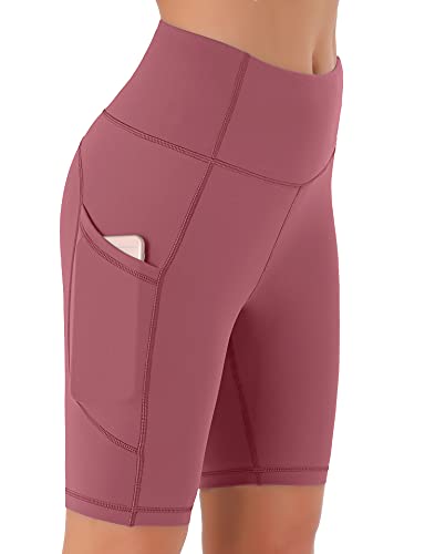Persit Kurze Sporthose Damen, High Waist Radlerhose Sport Shorts Sommer Laufhose DustyRose XL