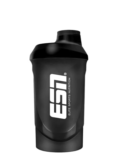 ESN Shaker, Black, 600 ml, auslaufsicher, Shaker mit Messskala zum einfachen Dosieren, frei von BPA & DEHP, geprüfte Qualität