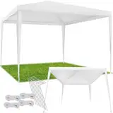 tectake® Pavillon 3x3 m, Gartenzelt wasserdicht, Zelt UV-Schutz, Partyzelt 3x3 Garten, Unterstand, Überdachung Camping, Festival, Gartenpavillon, Terrassenüberdachung mit Spannseile + Heringe - weiß