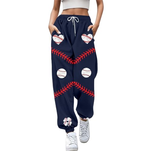 Trainingshose für Damen, lockere Passform, Sport, Strand, Kordelzug, schmale Passform, für Vorstellungsgespräche, Schwimmen, Reisen, Radfahren, Reiten mit Taschen, Arbeit, navy, XXL