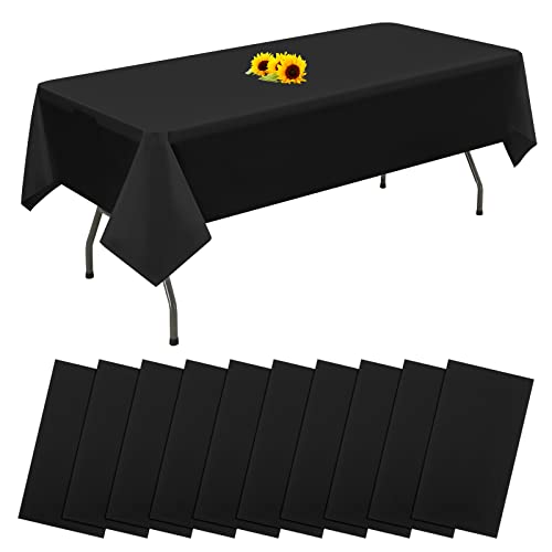 10 Packungen Einweg-Tischdecken Schwarz rechteckige Kunststoff-Tischdecke 137 cm x 274 cm Premium-schmutzabweisende/wasserdichte Tischdecken für Geburtstag,Hochzeit,Party,Grillen,Picknick-Dekoration