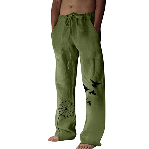 QWUVEDS Schnell trocknende Stretchhose für Herren, eiskalt, atmungsaktiv, Jogger, Kordelzug, Jogginghose mit Taschen Streetwear Hosen (240329D-Green, XXL)