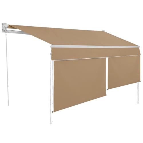 IDMarket - Manuelle Markise, 4 x 3 m, Taupe, Höhe 1,50 m