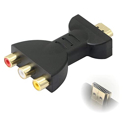 VMOJO HDMI zu RCA Adapter Konverter, HDMI zu 3RCA CVBS AV Composite Video Audio Adapter/Splitter, unterstützt 1080P, PAL, NTSC, für HD TV, ältere Fernseher, Kamera (Gelb, Rot, Weiß)