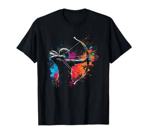 Bogenschütze Splash Art Bogenschießen Retro Pfeil und Bogen T-Shirt