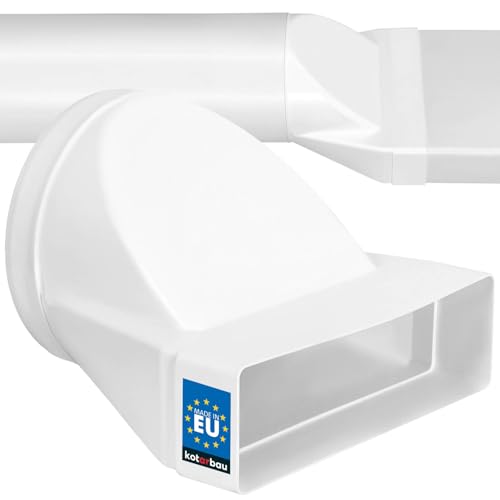 KOTARBAU® Rechteckiger Rohrverbinder 60 x 200 mm für Rundrohr ⌀ 150 mm Kunststoff Adapter Rohrverbinder Abluftkanal Reduzierstück für Lüftungssysteme Weißes Flachkanal auf Rundrohr Übergangsstück