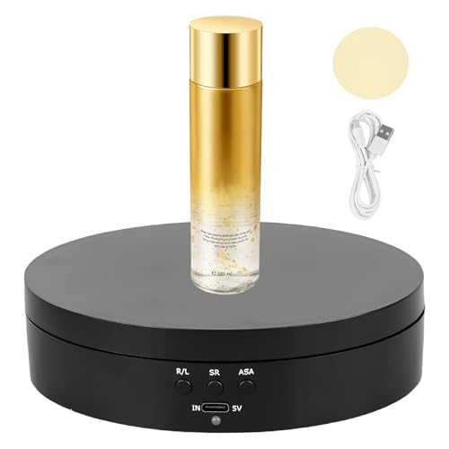 Behogan Drehteller Elektrisch: 13.8cm Elektrisch drehbarer Display-Ständer für Fotografie, Displayständer Elektrischer 360° Drehteller, Automatische Drehplattform, 3 Geschwindigkeiten, USB-Aufladung