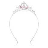 AUZUO Prinzessin Krone Tiara, Rose Diadem Kristall Tiaras für Mädchen Kleinkind Festzug Krone Strass Stirnband Tiara für Frauen Mädchen Geburtstag Hochzeit Halloween Party Weihnachtsgeschenke