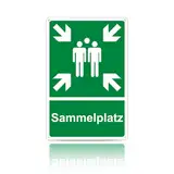 Sammelplatz Schild Ausenbereich Alu,Sammelstelle Sammelpunkt Schild außen Außenbereich Nachleuchtend wasserdicht UV-Schutz mit vorgebohrten Löchern 20x30cm