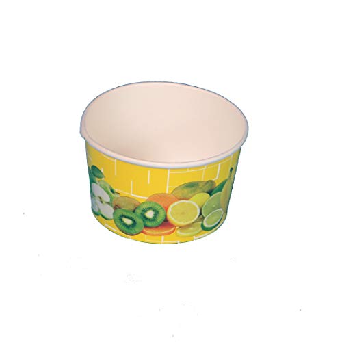 1200 Eisbecher Eiskrem Frozen Yoghurt to go Becher 260ml Papier/Pappe Gelb Früchte Ø92mm 55mm hoch Made in Germany - Inkl. VerpG