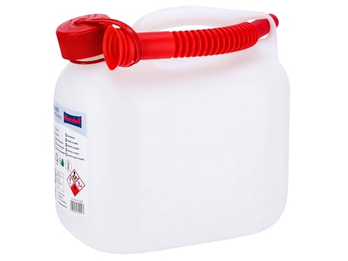 hünersdorff Kraftstoff-Kanister 811500 STANDARD 5l für Benzin, Diesel und andere Gefahrgüter, UN-Zulassung, made in Germany, TÜV-geprüfter Produktion, weiß