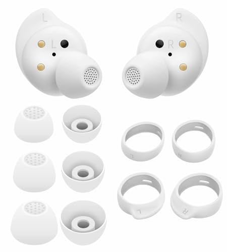 IiEXCEL Galaxy Buds FE Ohrbügel-Set, 5 Paar, Ersatz-Silikon-Ohrstöpsel, rutschfest, Sport, Outdoor-Flügel, kompatibel mit Samsung Galaxy Buds FE 2023, Weiß