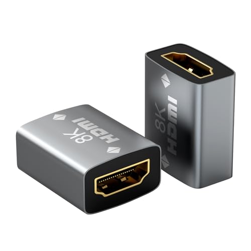 vgggrd 8K HDMI Kupplung Adapter [2 Pcs], HDMI Verbinder 2.1 HDMI Buchse auf Buchse Kompatibel mit 8K@60Hz/ 4K@120Hz UHD 1080p, für PC-Laptop, DVD-Player, Projektor, LCD, LED Display