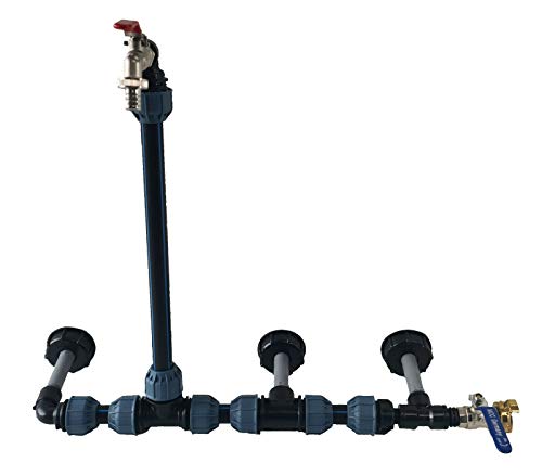 IBC Verbindungssets für 1-3 Wassertanks inkl. 1/2" Schwanenhals; mit oder ohne 1/2" Containerauslaufhahn, Größe: 3 Container mit Auslaufhahn