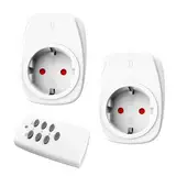 HBN 2X Funksteckdosen mit 1 Fernbedienung, 16A/3.680W Ferngesteuerte Stecker Set für Innen Weihnachtsdeko, Haushaltsgeräte, Reichweite 30m, Weiß