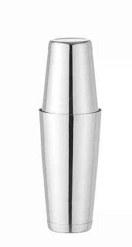 HENDI Cocktail Shaker, BarUp, Tin-on-Tin Boston-Cocktailshaker, polierte Ausführung, Cocktailmixer mit 2 gewichteten Bechern: 0,6L & 0,8L, Edelstahl, silber