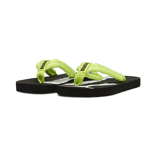 PUMA Unisex Epic V2 Ps Flip-Flop, Lime Pow Black White, 34.5 EU