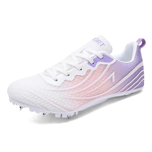 ZHENSI Frauen Track Spikes Schuhe Racing Laufschuhe Für Sprint Springen Leichtathletik,Lila,35 EU