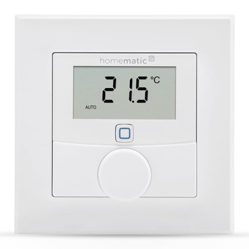 Homematic IP Smart Home Wandthermostat mit Luftfeuchtigkeitssensor, digitales Thermostat Heizkörper/Fußbodenheizung mit App, Alexa, Google Assistant, Temperaturmessung, Energie sparen, 156669A0, Weiß