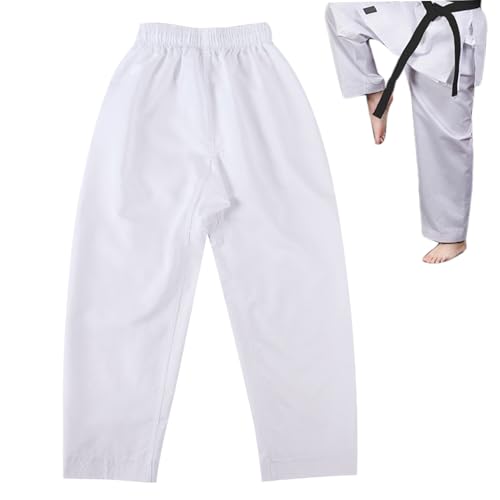 XJKLBYQ Hosen Kampfkünste Karate Hosen | Karate Hosen weiche Baumwollhosen für Frauen atmungsaktives Taekwondo Pant Unisex Karate Hosen Kinder weiße elastische Taille Sporthosen Männer Leichte Hosen