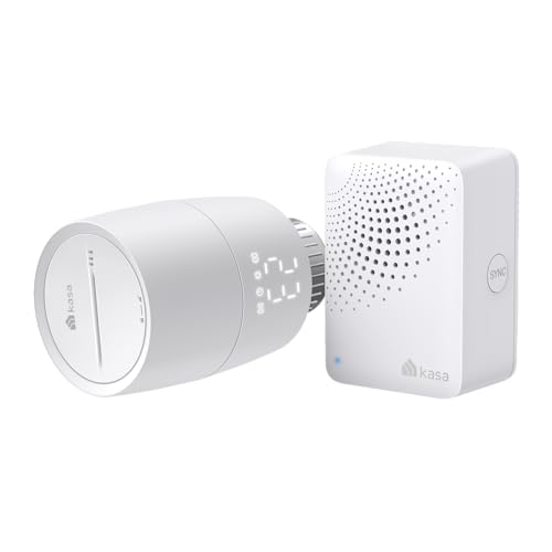 Kasa smartes Heizkörperthermostat – Wifi Starter Kit, inklusive 1 Thermostat und 1 Hub, Heizungssteuerung (Kasa App/Zeitpläne/Geofencing/Fensteröffnungserkennung), kompatibel mit Alexa, Google Home