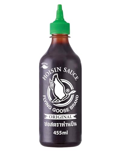 FLYING GOOSE Hoi Sin Sauce, pikant, grüne Kappe, kräftige Würzsauce aus Thailand, ideal für Fleischgerichte geeignet, 1 x 455 ml