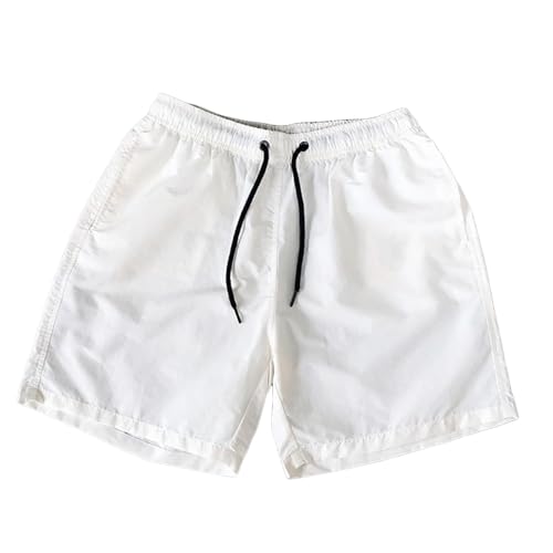 WKAYsIV Chinos Herren Shorts in Herren für Herren, bonbonfarbene Viertelhose, sportliche Herren-Shorts, locker, schnell trocknend, dünn, Strandhose Herren Hose Schwarz Kurz(Weiß,L)