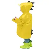 XINYUNZU Regenponcho Kinder Dino Regenjacke Lang Unisex Regencape Wasserdicht Winddicht Regenmäntel Kapuzenjacke Outdoor Regenjacken für Jungen und Mädchen 1-8 Jahre Alt Warehouse Deal Gelb 5 Jahre