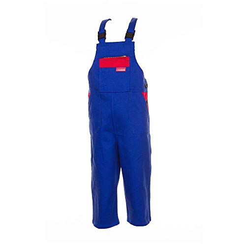 Planam Größe 122/128 Kinder Junior Latzhose BW kornblau rot Modell 0164
