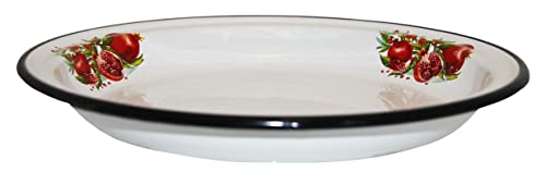 rukauf Emaille Tablett Serviertablett RUND 1,5 Liter emailliert ca 30cm Durchmesser mit Motiv Retro