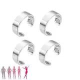 Earallure Magnetische Ringe zur Linderung von Angstzuständen, Damen & Herren – 4 verstellbare Ringe gegen Migräne, Lymphdrainagering zur Linderung von Müdigkeit (Silver)