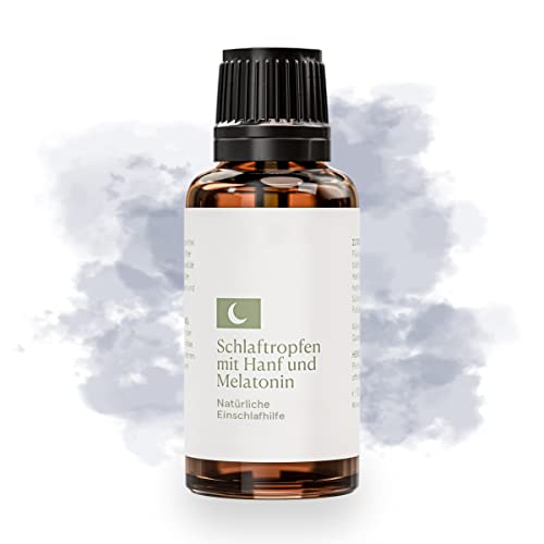 Schlaftropfen mit Melatonin und Hanfsamenextrakt | 100% natürliche Tropfen in Apothekenqualität | Verkürzung der Einschlafzeit | Jetlag Linderung | 30ml
