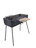 Mangal Grill 3mm Koffer Schaschlik für 12 Spießen mit 5 Spieße und Tasche