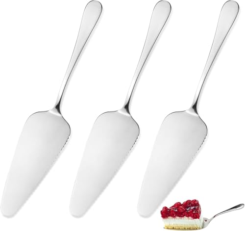 3 Stück Kuchenschaufel, 22.5cm x 4.8cm Tortenschaufel Edelstahl, Tortenschaufel mit Gezackten Kanten, Tortenheber Edelstahl set, Geeignet für Küche, Partys, Hochzeiten, Cake Server Stainless Steel