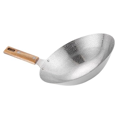 NAMOARLY Edelstahl Wok Pfanne 24CM Robuste Unbeschichtete Bratpfanne Für Gasherd Ideal Für Asiatische Küche Und Gesunde Zubereitung Von Gemü Und Fleisch