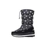 Molinter Damen Halbschaf Schneestiefel mit Warme Plüsch Gefütterte Wasserdicht Rutschfest Winterstiefel Schneeschuh (Schwarze Schneeflocken, Erwachsene, Damen, 40, Numerisch, EU Schuhgrößensystem, M)