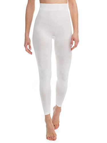FarmaCell Leggings Damen High Waist 609b – Leggings Push Up, Kompressionsleggins Damen, Modellierende Und Leichte Shapewear.(Elfenbein, 2XL/3XL)