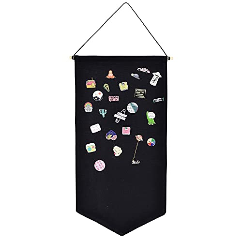 Wandaufhängung Brosche Schmuck Aufbewahrungsbox Leinwand Display Ständer Emaille Pin Display Banner Halter Ohrringe Halskette Glitzer Pin Sammlung Organizer (Schwarz)