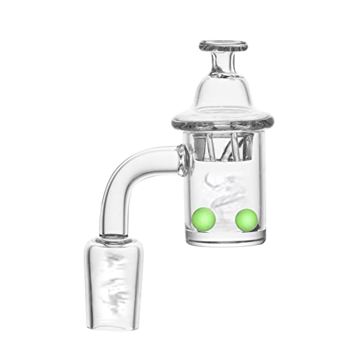 RORA 25mm Quarzknaller mit gerichteter Glasblasen-Vergaserkappe und Terp Pearl 14mm 18mm für Dab Rig Glass Bong (18mm Male)