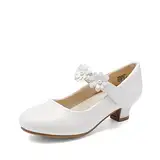 DREAM PAIRS Mädchen Mary Jane Strap Flache Schuhe Ballerinas Prinzessin Schuhe Flache Schulschuhe,Size 30,Weiss,SDFL2317K